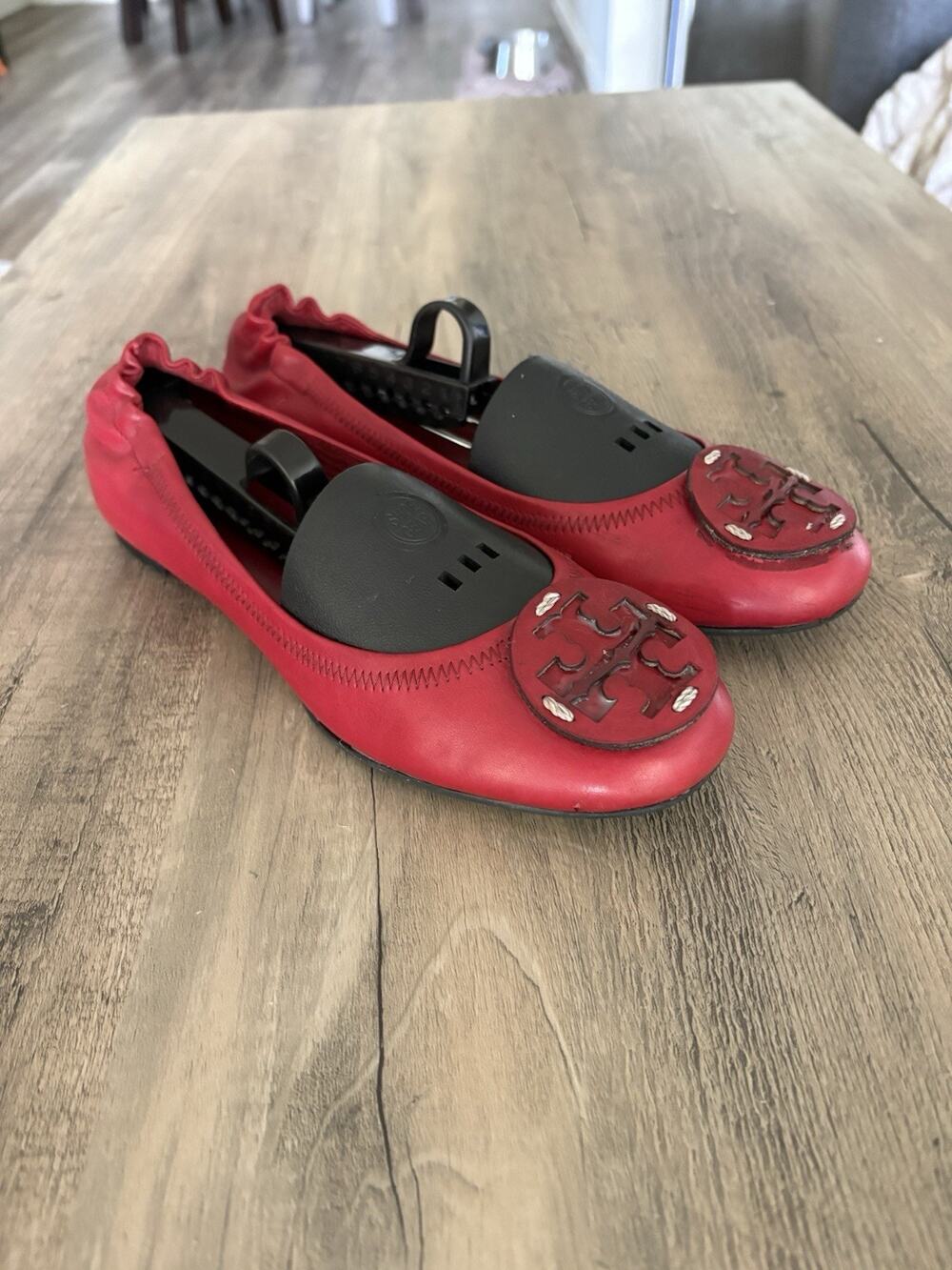 Tory Burch Reva Ballet Flats Red Patent Leather Women’s Size 7 Logo Shoes